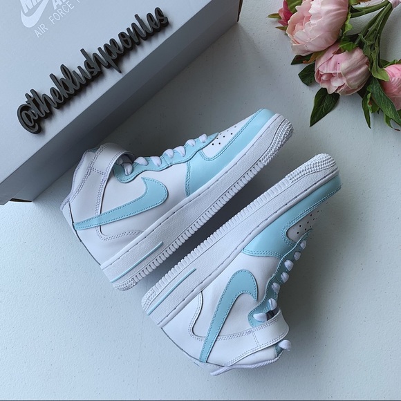 Nike Custom Painted Air Force 1 Mid - Powder Blue - Picture 9 of 13